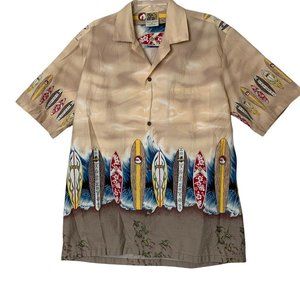 Winnie Fashion Mens XL Hawaiian Surfboards Shirt Made in Hawaii 100% Cotton￼ EUC